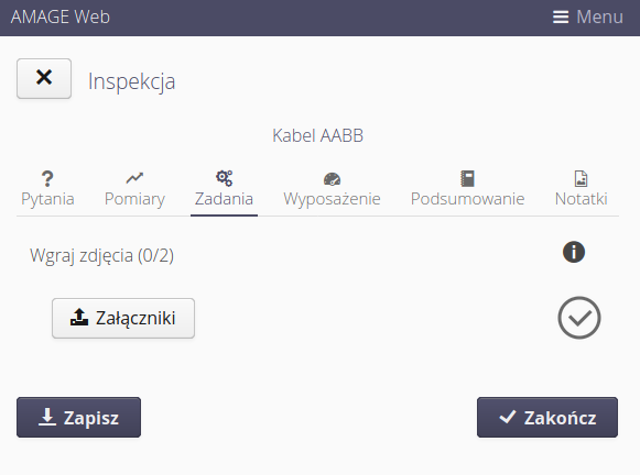 Wykonywanie inspekcji w AMAGE Shell