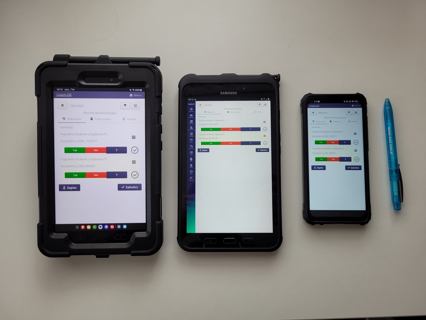 Urządzenia mobilne w trakcie wykonywania obchodów - przykłady